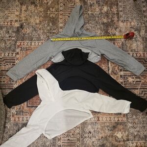 Gray, Black, and White Super Crop Hoodies Bundle